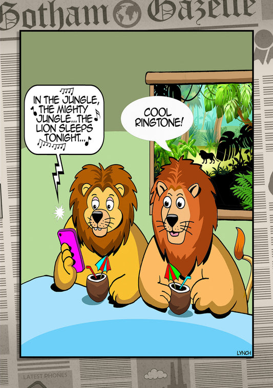 Mark Lynch Lions Smart Phone Cool Ringtone Jungle Funny Birthday Greeting Card 5x7 | 2220 | 260737