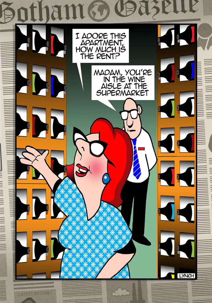 Mark Lynch Wine Aisle Supermarket Alcohol Apartment Rent Funny Birthday Greeting Card 5x7 | 2230 | 260747