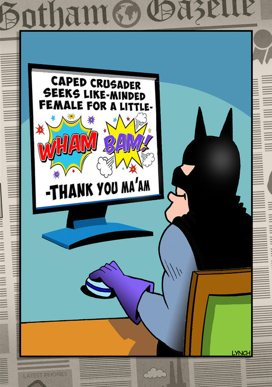 Mark Lynch Online Dating Wham Bam Super Hero Funny Birthday Greeting Card 5x7 | 2232 | 260749