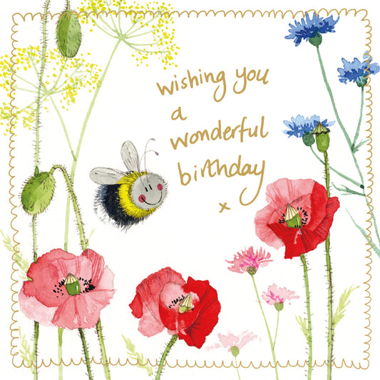 ALEX CLARK BEES AND POPPIES SPARKLE CARD S521 | 260878