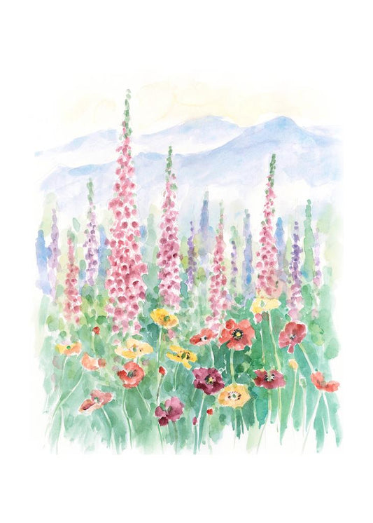 Carols Rose Garden Colorful Mountain Flower Nature Mountain Landscape Watercolor Box of 10 Note Cards 4x5 H-LND008 | 1808-4x5 | 260917
