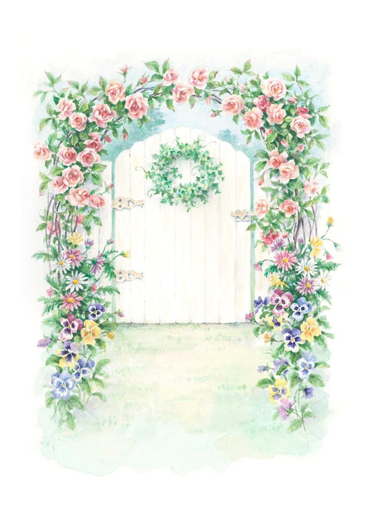 Carols Rose Garden Flower Arch Trellis Gate Watercolor Box of 10 Note Cards 4x5 H-GAR009 | 1795-4x5 | 260970