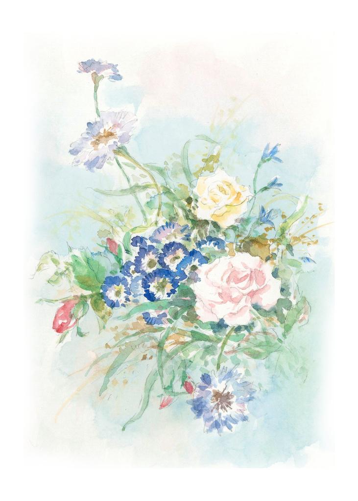 Carols Rose Garden Spring Bouquet Flower Watercolor Box of 10 Note Cards 4x5 H-MFL113 | 1816-4x5 | 261067
