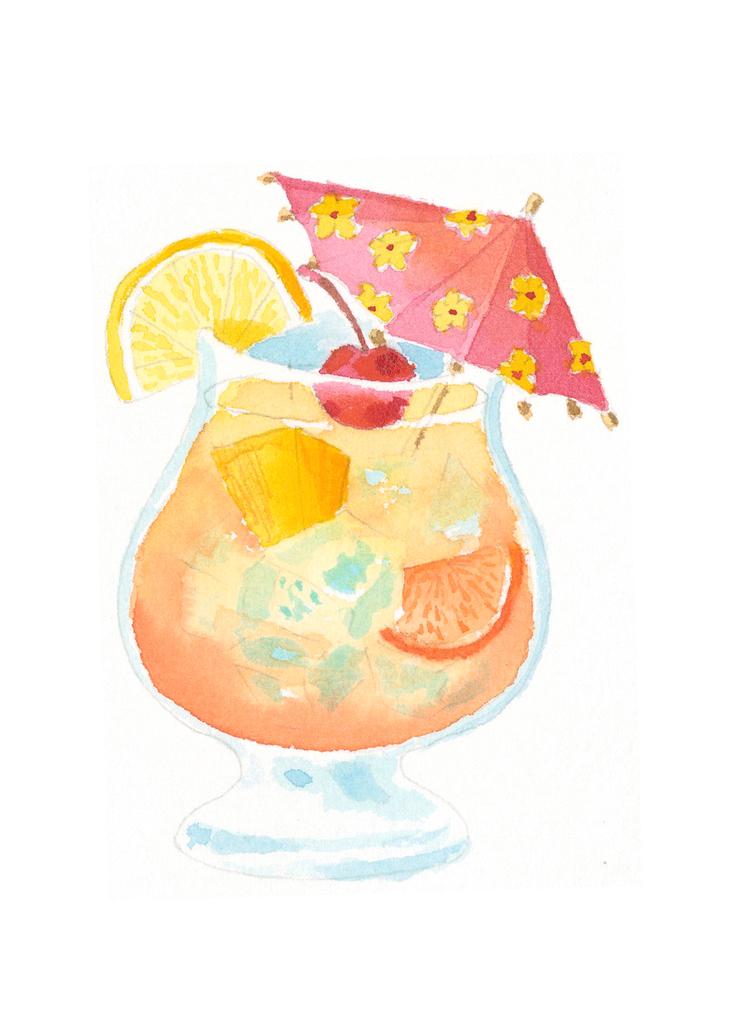 Carols Rose Garden Summer Fun Cocktail Drink Watercolor Box of 10 Note Cards 4x5 H-FOD032 | 1786-4x5 | 261068