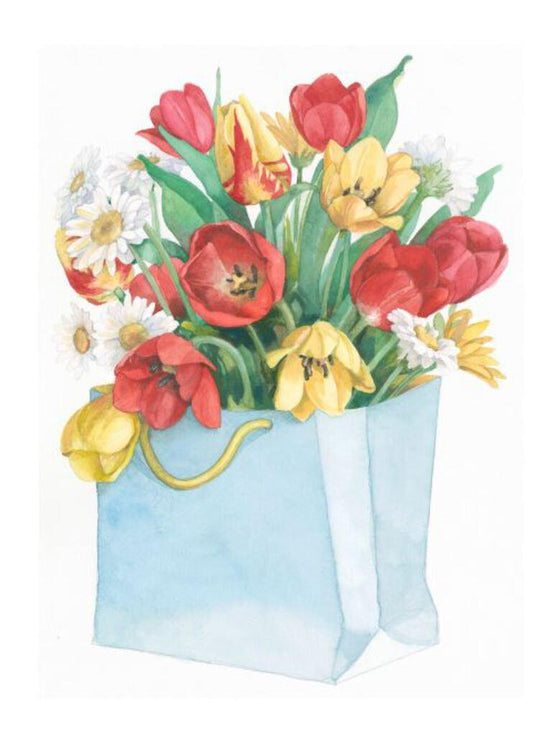 Carols Rose Garden Tulip Flower Bag Bouquet Watercolor Box of 10 Note Cards 4x5 H-TUL002 | 1835-4x5 | 261071