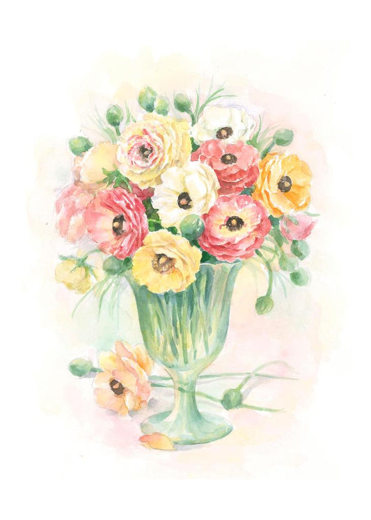 Carols Rose Garden Colorful Dog Rose Flower Vase Watercolor Enclosure Card 2x3 H-POP002 | 1824-2x3 | 261081