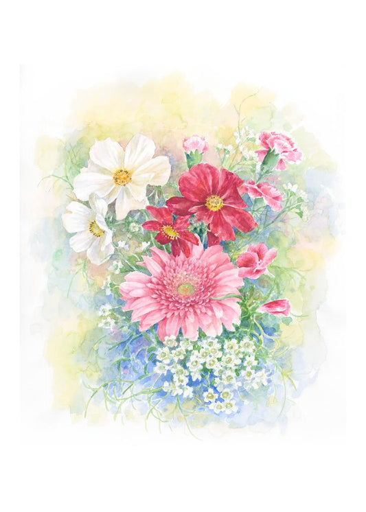 Carols Rose Garden Gerbera Daisy Flower Watercolor Enclosure Card 2x3 H-MFL075 | 1813-2x3 | 261137