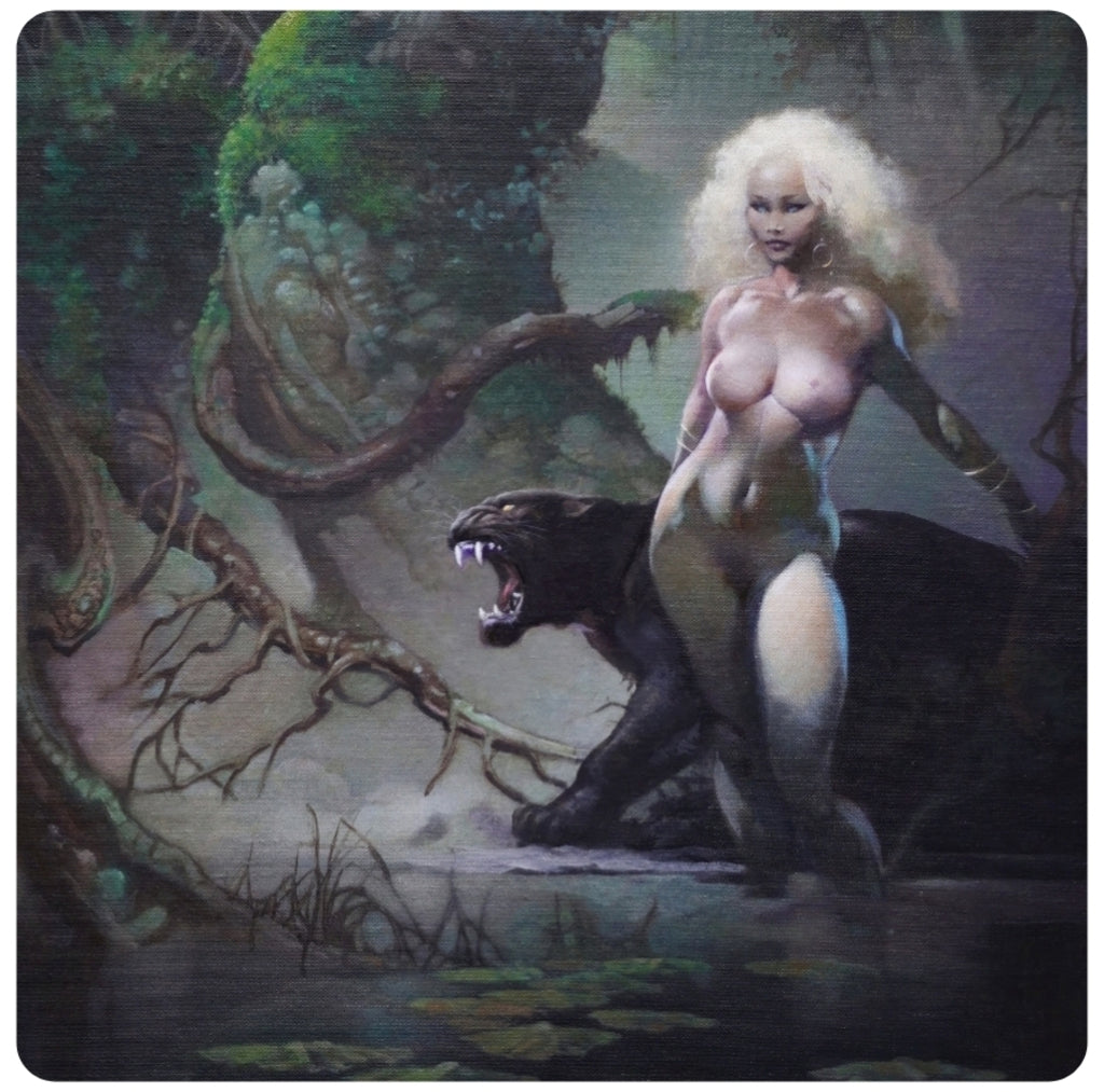 Frank Frazetta Princess and the Panther Coaster Premium Drink Coaster Resin With Cork Backing 261773 1833 261773