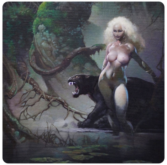 Frank Frazetta Princess and the Panther Coaster Premium Drink Coaster Resin With Cork Backing 261773 1833 261773