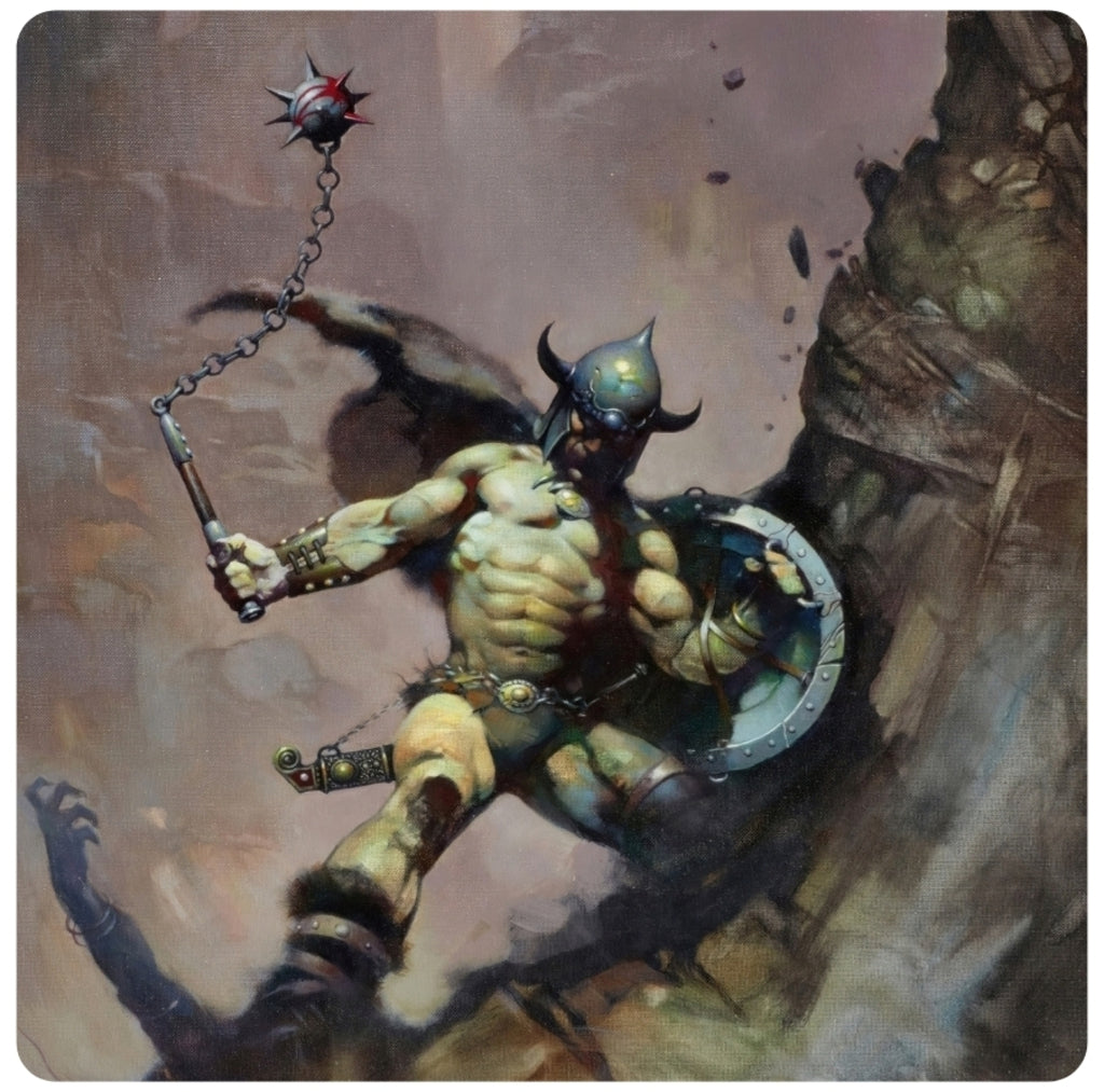 Frank Frazetta Warrior With Ball and Chain Coaster Premium Drink Coaster Resin With Cork Backing 261801 1848 261801