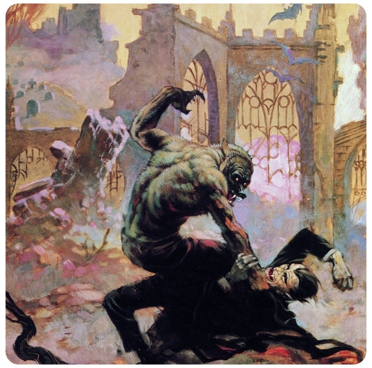 Frank Frazetta Wolfman vs Dracula Coaster Premium Drink Coaster Resin With Cork Backing 261804 1851 261804