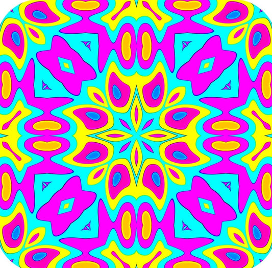 Vibrant Kaleidoscope V2 Premium Drink Coaster Resin With Cork Backing 261867 74852 261867
