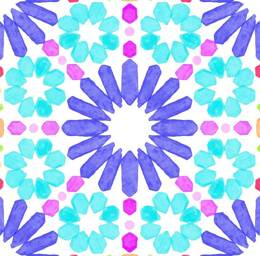 Watercolor Geometric Floral Pattern V4 Premium Drink Coaster Resin With Cork Backing 261887 74872 261887