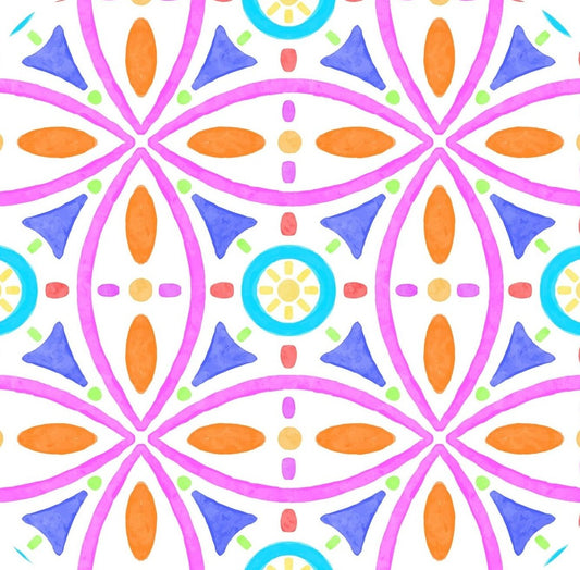Watercolor Geometric Floral Pattern V5 Premium Drink Coaster Resin With Cork Backing 261888 74873 261888