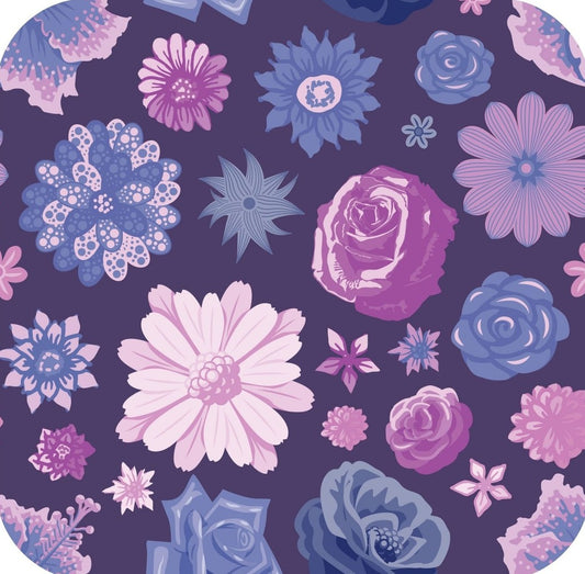 Purple And Pink Rose Print V2 Premium Drink Coaster Resin With Cork Backing 261918 74903 261918