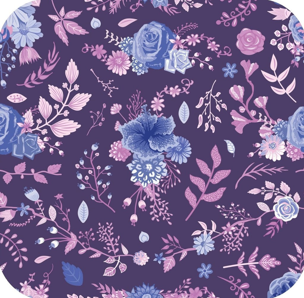Purple And Pink Rose Print V3 Premium Drink Coaster Resin With Cork Backing 261919 74904 261919