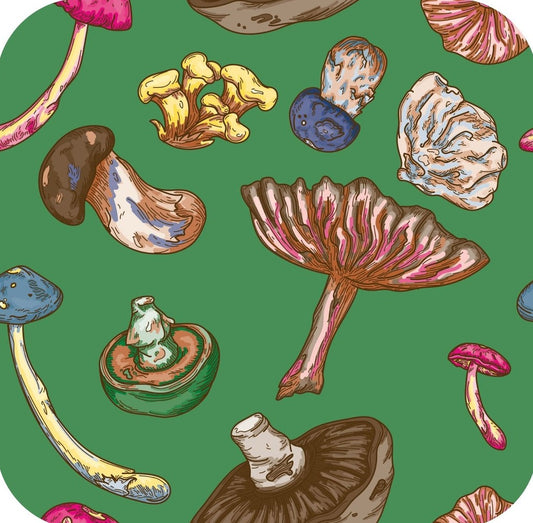 Psychedelic Forest Mushrooms Green Premium Drink Coaster Resin With Cork Backing 261931 74916 261931