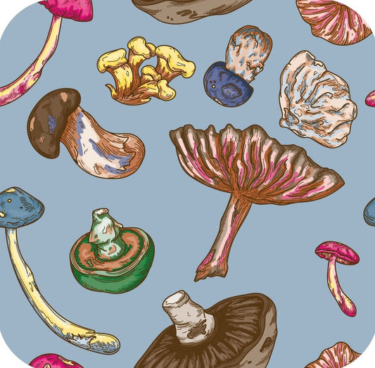 Psychedelic Forest Mushrooms Light Blue Premium Drink Coaster Resin With Cork Backing 261932 74917 261932