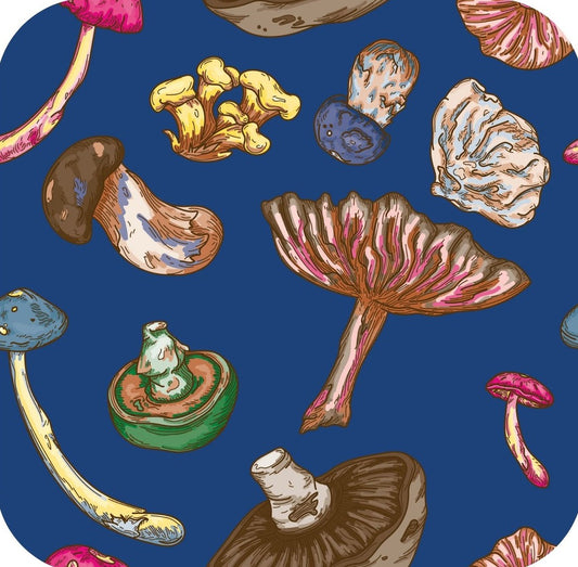 Psychedelic Forest Mushrooms Navy Premium Drink Coaster Resin With Cork Backing 261933 74918 261933