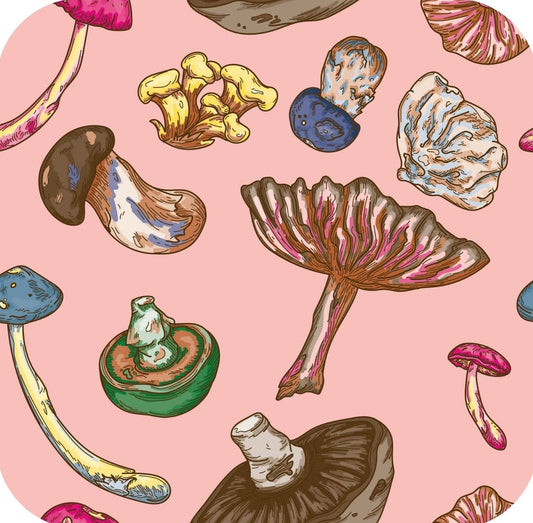 Psychedelic Forest Mushrooms Pink Premium Drink Coaster Resin With Cork Backing 261934 74919 261934