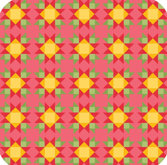 Quilt Pattern Bright Colors V1 Premium Drink Coaster Resin With Cork Backing 261935 74920 261935