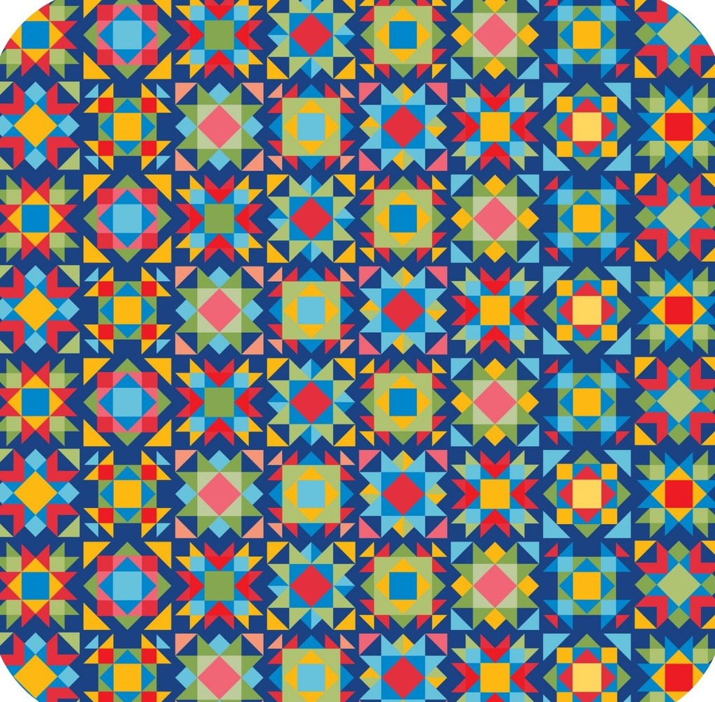 Quilt Pattern Bright Colors V3 Premium Drink Coaster Resin With Cork Backing 261937 74922 261937