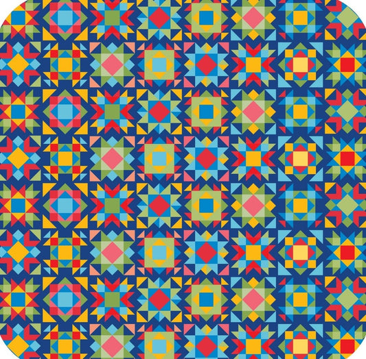 Quilt Pattern Bright Colors V3 Premium Drink Coaster Resin With Cork Backing 261937 74922 261937