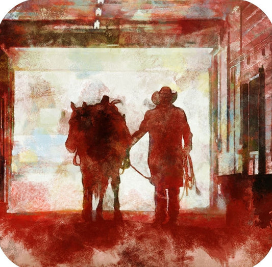 Ranch Life Cowboys And Horses Rodeo V1 Premium Drink Coaster Resin With Cork Backing 261940 74925 261940