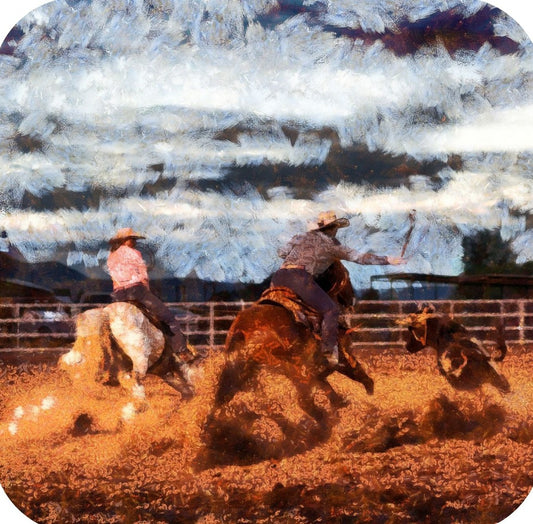 Ranch Life Cowboys And Horses Rodeo V6 Premium Drink Coaster Resin With Cork Backing 261946 74931 261946