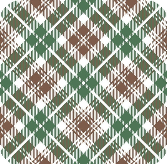 Tartan Plaid Green And Brown Premium Drink Coaster Resin With Cork Backing 261949 74934 261949