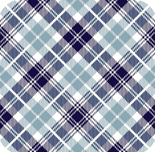 Tartan Plaid Grey And Navy Premium Drink Coaster Resin With Cork Backing 261950 74935 261950