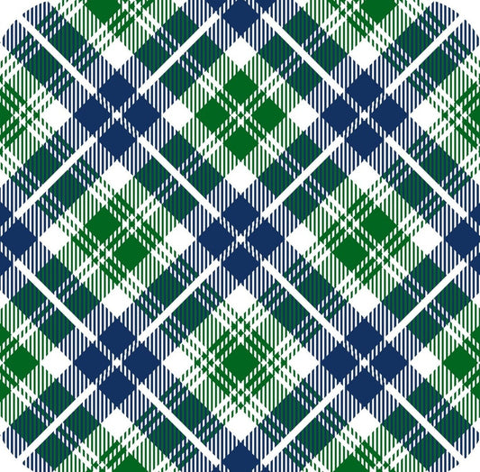 Tartan Plaid Green And Navy Premium Drink Coaster Resin With Cork Backing 261951 74936 261951