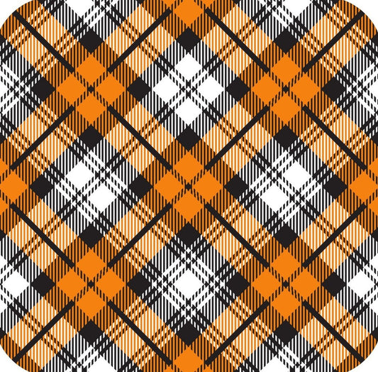 Tartan Plaid Orange And Navy Premium Drink Coaster Resin With Cork Backing 261952 74937 261952