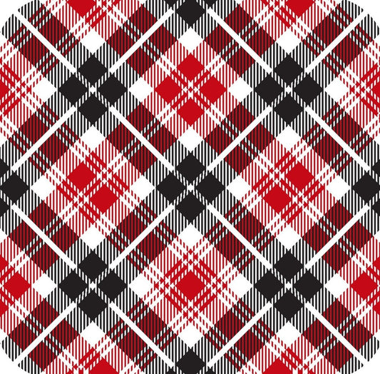 Tartan Plaid  Red And Black Premium Drink Coaster Resin With Cork Backing 261953 74938 261953