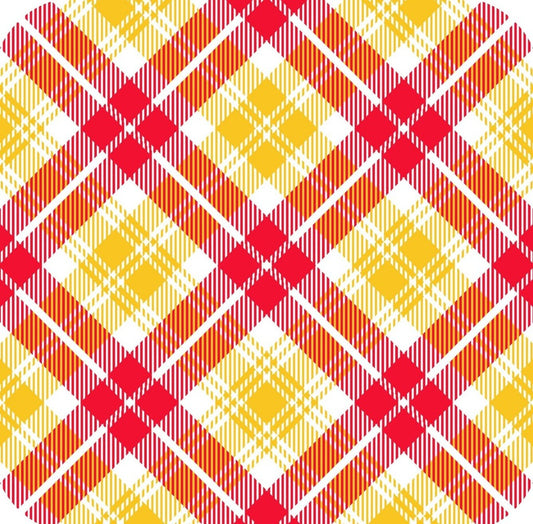 Tartan Plaid Yellow And Red Premium Drink Coaster Resin With Cork Backing 261954 74939 261954