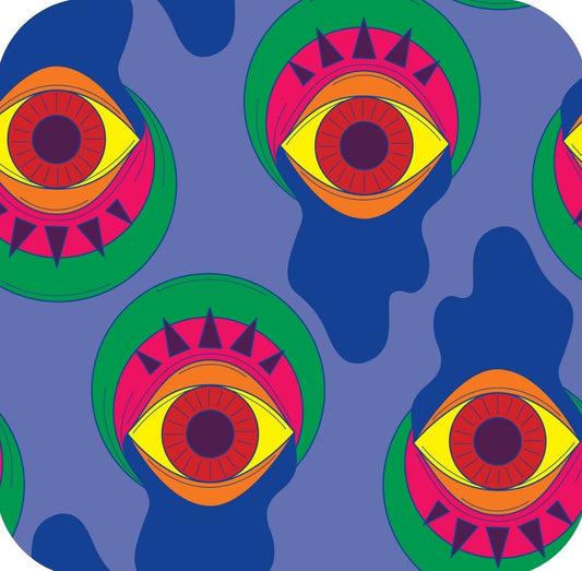 Trippy Drippy Hippie All Seeing Eye Periwinkle Premium Drink Coaster Resin With Cork Backing 261955 74940 261955