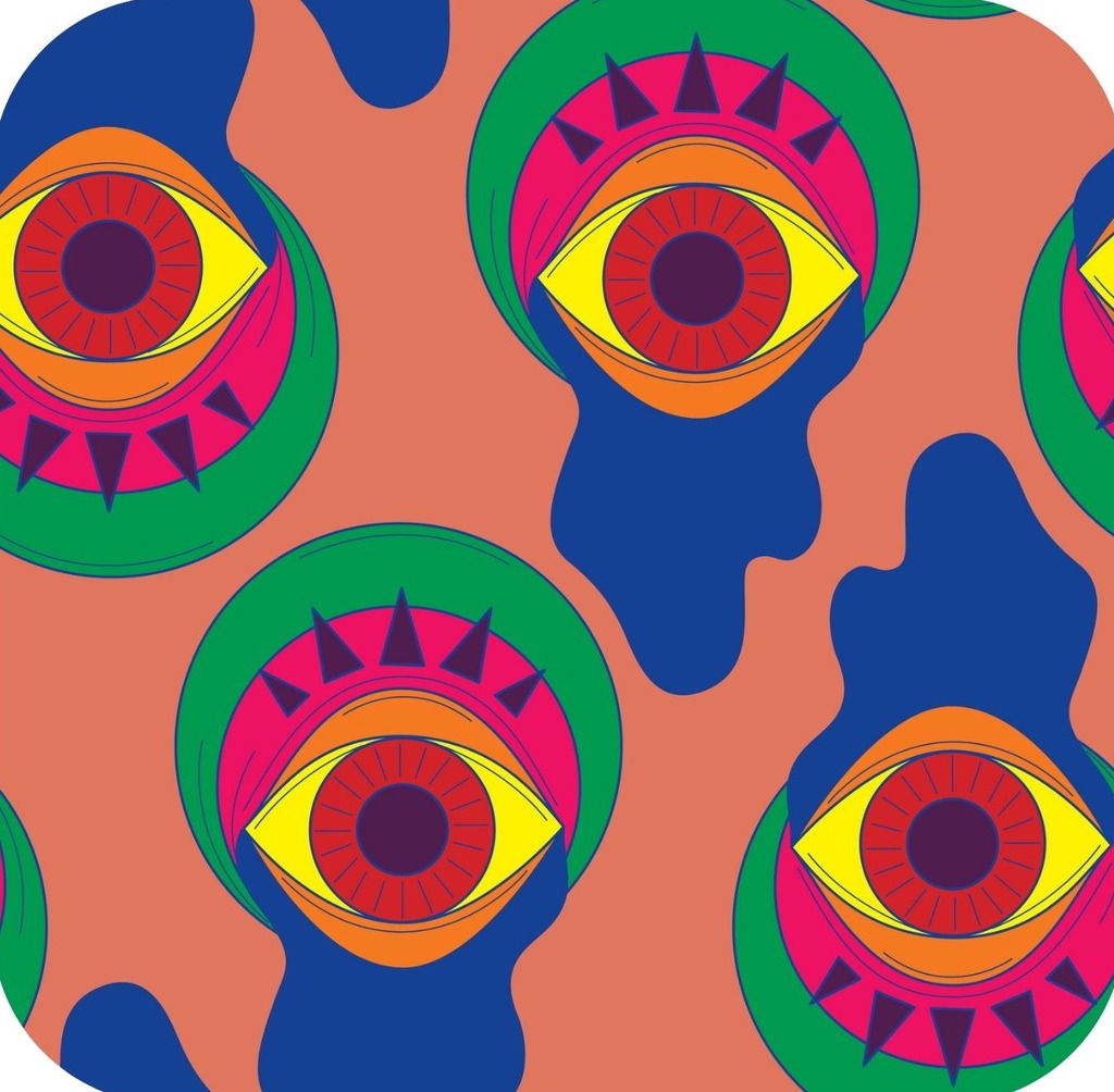 Trippy Drippy Hippie All Seeing Eye Coral Premium Drink Coaster Resin With Cork Backing 261956 74941 261956
