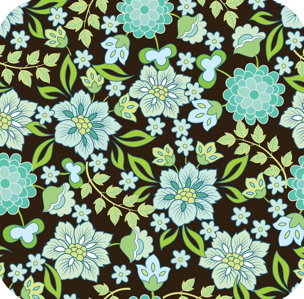 BOHO Bohemian Floral Flower Pattern Brown and Teal Premium Drink Coaster Resin With Cork Backing 261960 74945 261960