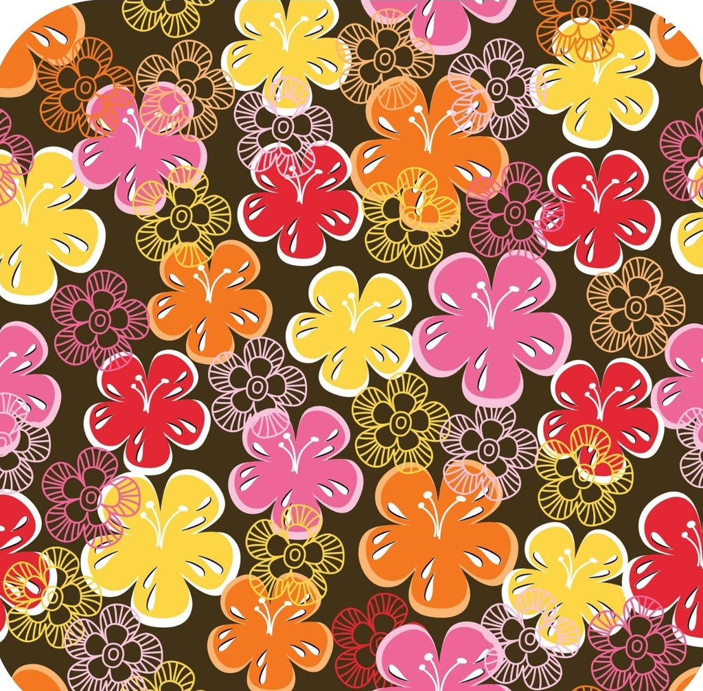 BOHO Bohemian Floral Flower Pattern Brown Multi Premium Drink Coaster Resin With Cork Backing 261963 74948 261963