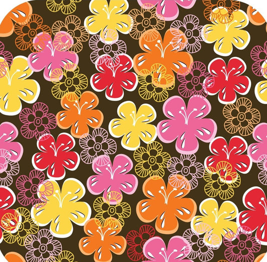 BOHO Bohemian Floral Flower Pattern Brown Multi Premium Drink Coaster Resin With Cork Backing 261963 74948 261963