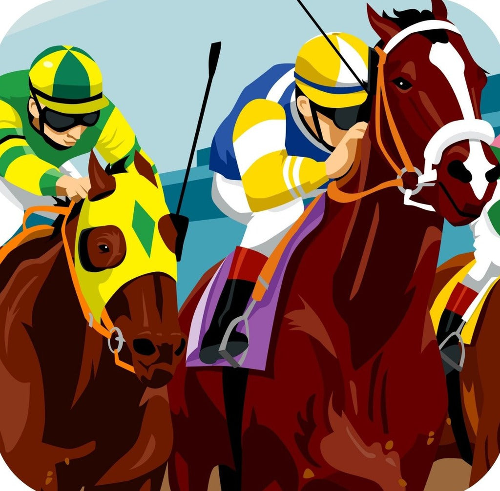 Derby Dash Jockeys Racing Hoses To Finish Line Premium Drink Coaster Resin With Cork Backing 261970 74955 261970