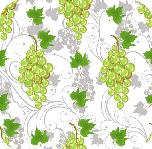 Grapes And Filigree White Green And Grey Premium Drink Coaster Resin With Cork Backing 261980 74965 261980