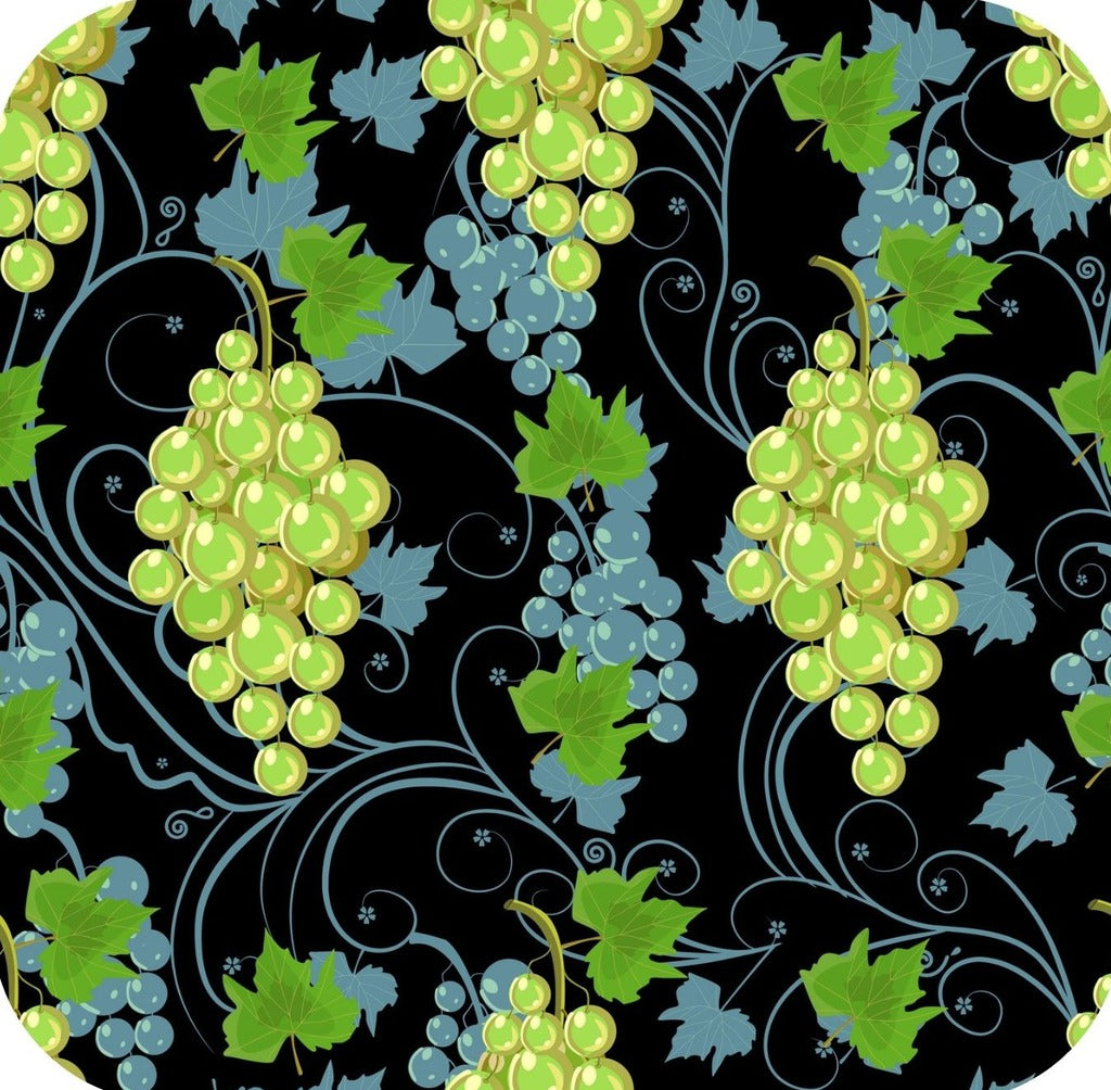 Grapes And Filigree Black Blue And Green Premium Drink Coaster Resin With Cork Backing 261983 74968 261983