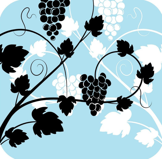 Grapes And Wine Pattern In Light Blue Black And Black V1 Premium Drink Coaster Resin With Cork Backing 261984 74969 261984