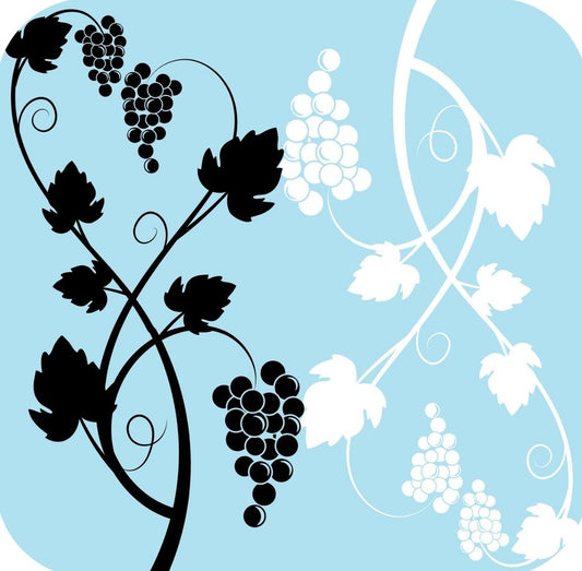 Grapes And Wine Pattern In Light Blue Black And Black V3 Premium Drink Coaster Resin With Cork Backing 261985 74970 261985