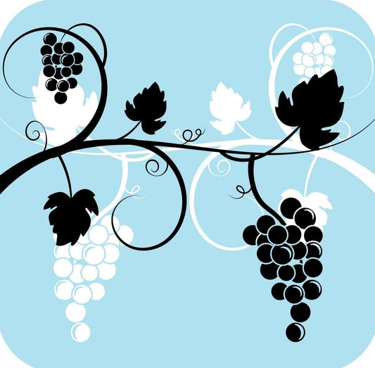 Grapes And Wine Pattern In Light Blue Black And Black V4 Premium Drink Coaster Resin With Cork Backing 261986 74971 261986