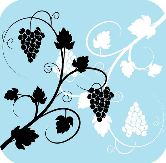 Grapes And Wine Pattern In Light Blue Black And Black V5 Premium Drink Coaster Resin With Cork Backing 261987 74972 261987