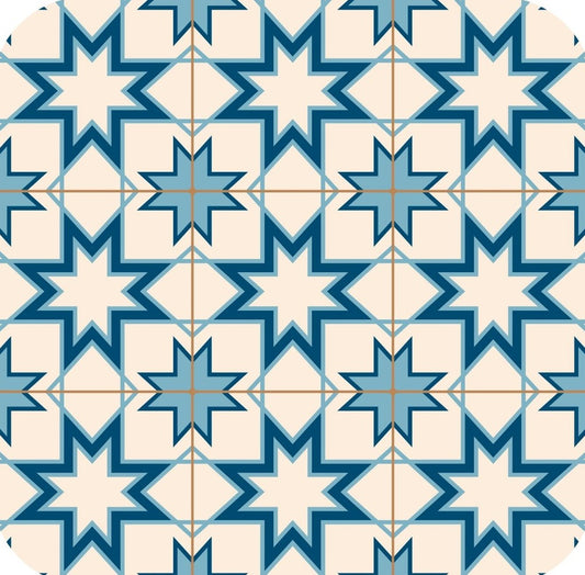 Vintage Antique Blue V1 Mosaic Moroccan Pattern Premium Drink Coaster Resin With Cork Backing 262035 75020 262035