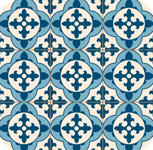 Vintage Antique Blue V6 Mosaic Moroccan Pattern Premium Drink Coaster Resin With Cork Backing 262036 75021 262036