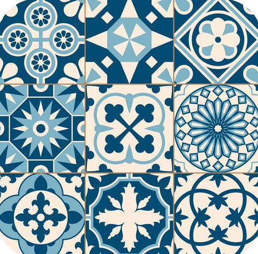 Vintage Antique Blue V5 Mosaic Moroccan Pattern Premium Drink Coaster Resin With Cork Backing 262037 75022 262037